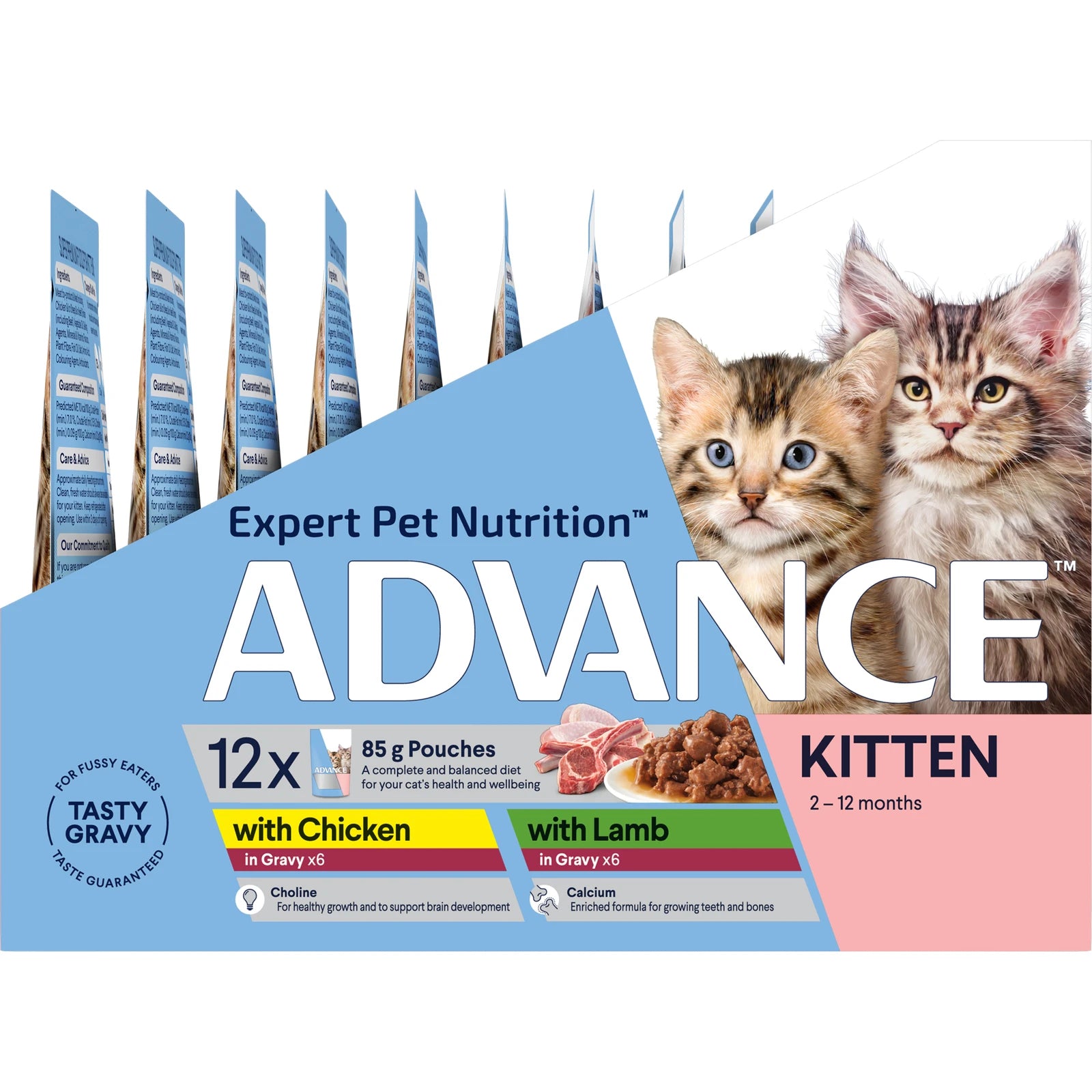 ADVANCE™ Kitten Chicken in Gravy & Lamb in Gravy Multipack Pouches