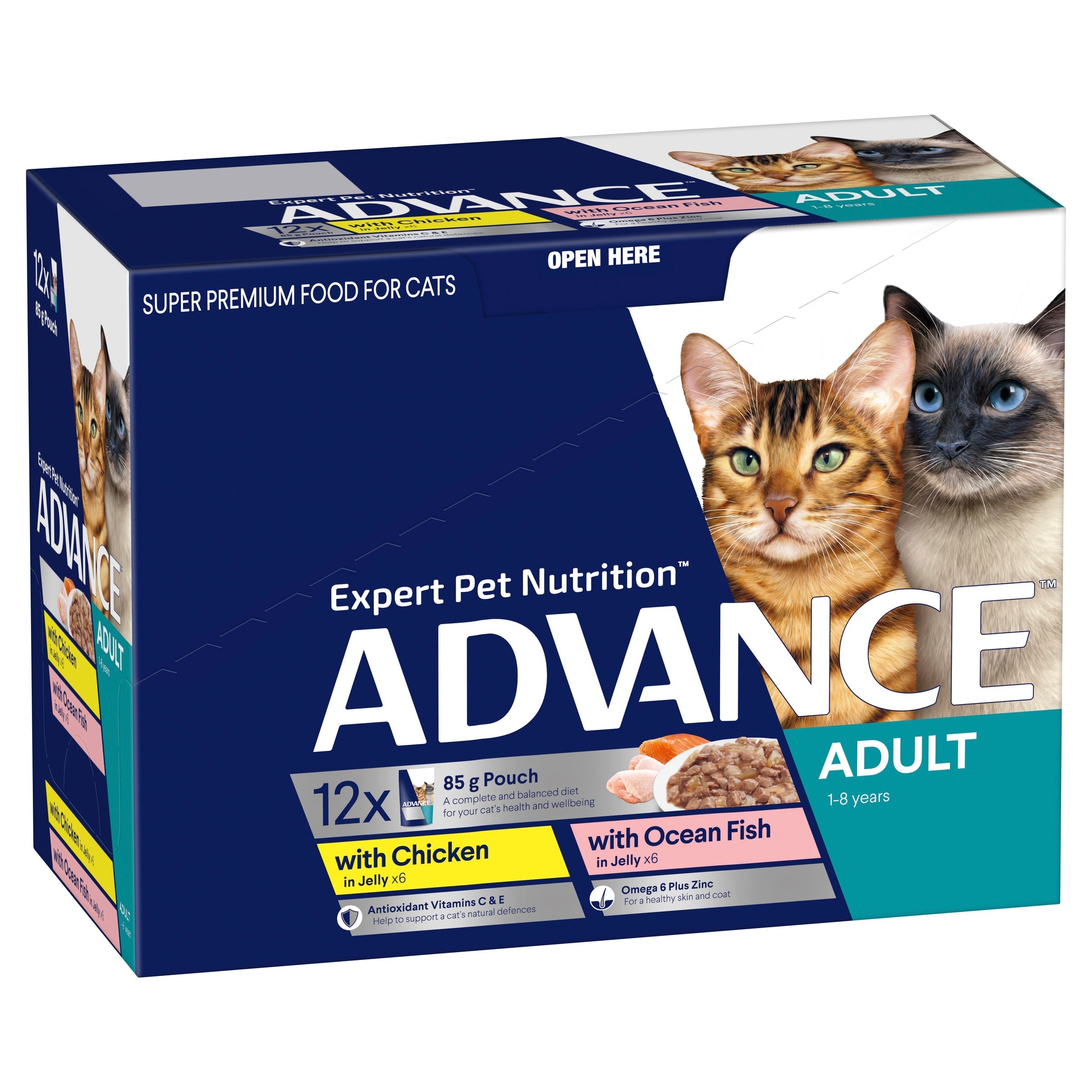 ADVANCE™ Adult with Chicken in Jelly & Ocean Fish in Jelly Multipack Pouches